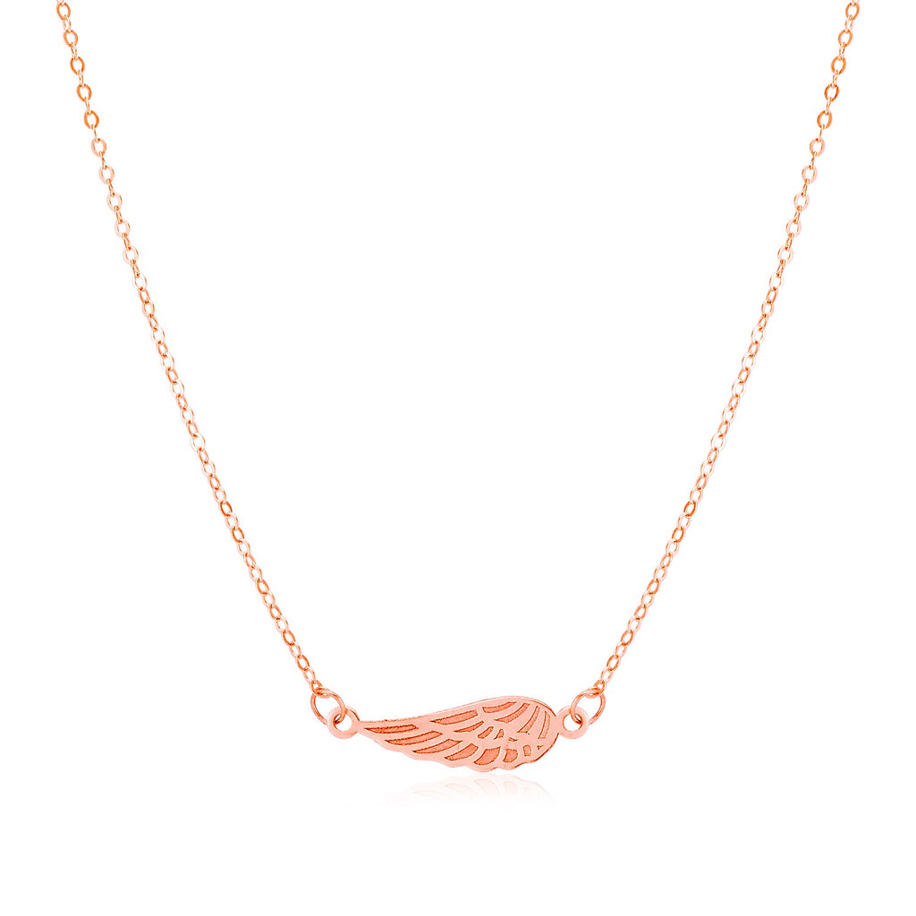 14K Rose Gold Angel Wing Necklace