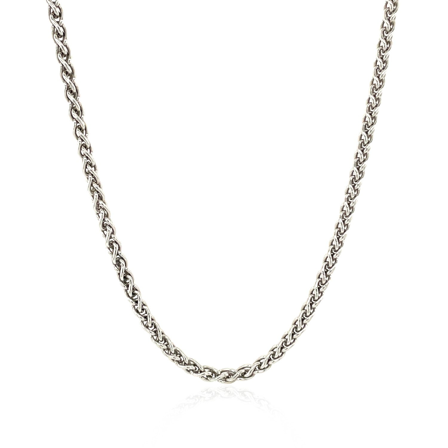 Sterling Silver Rhodium Plated Wheat Chain 2.6mm