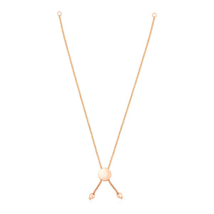 14k Rose Gold 8 inch Adjustable Friendship Bracelet Chain with Disc Slide