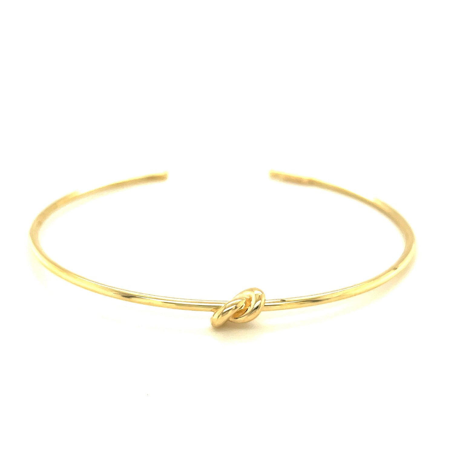 14k Yellow Gold Polished Cuff Bangle with Knot