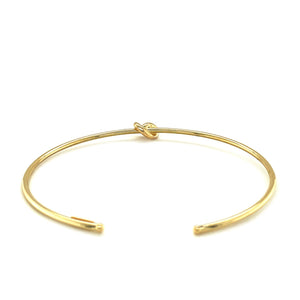 14k Yellow Gold Polished Cuff Bangle with Knot