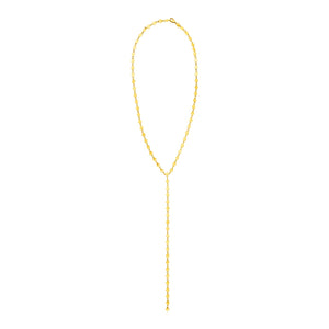 14k Yellow Gold 17 inch Lariat Necklace with Polished Circles