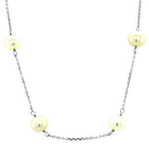 14k White Gold Necklace with White Pearls