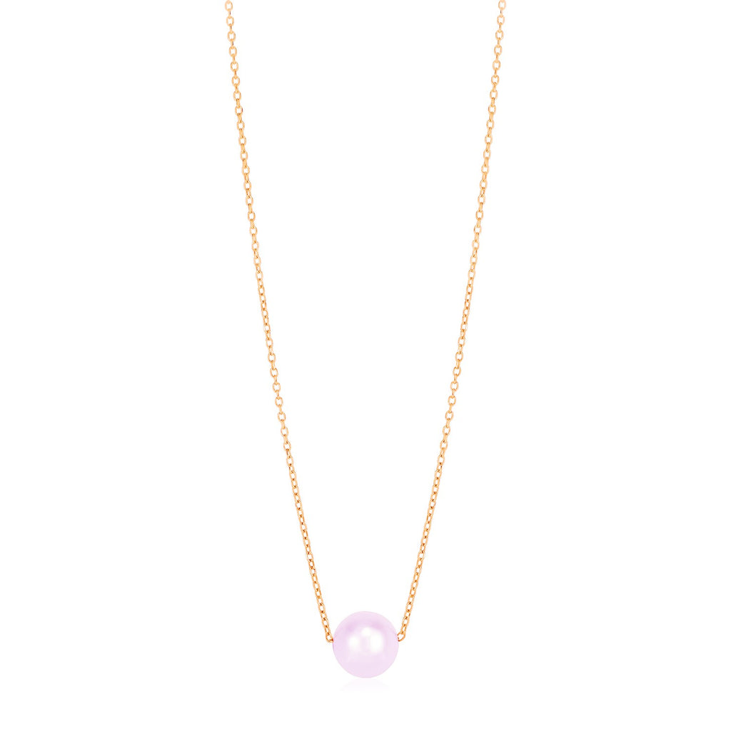 14k Rose Gold Pearl Solitaire Necklace