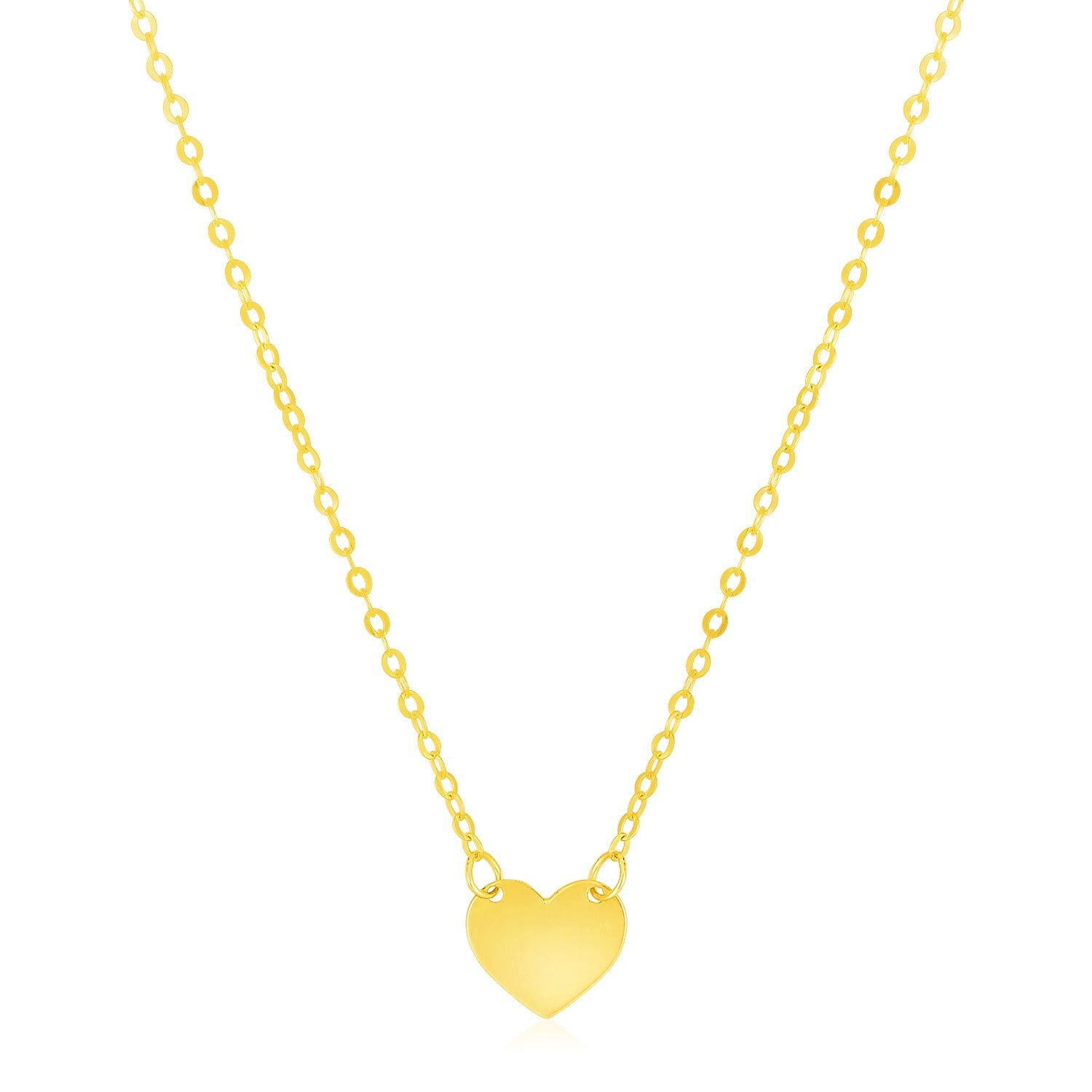 14k Yellow Gold Polished Mini Heart Necklace