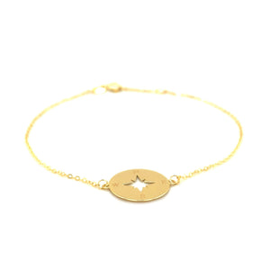 14k Yellow Gold 7 inch Bracelet with Compass