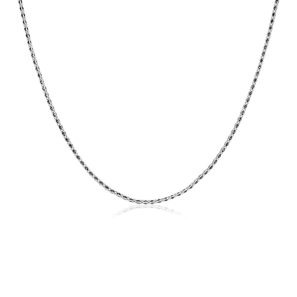 Sterling Silver 18 inch Necklace with Black Cubic Zirconias