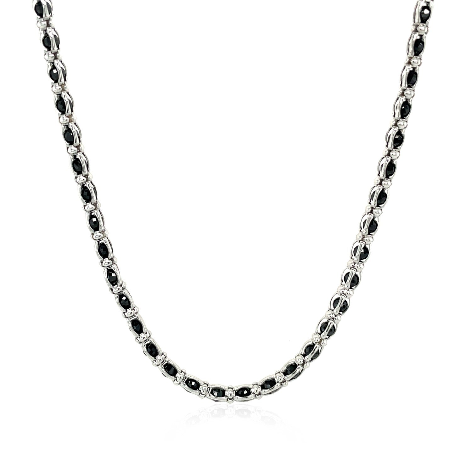 Sterling Silver 18 inch Necklace with Black Cubic Zirconias