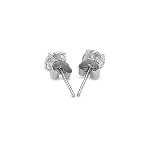 14k White Gold Stud Earrings with White Hue Faceted Cubic Zirconia