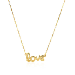 14k Yellow Gold Script LOVE Necklace