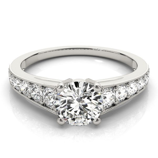 14k White Gold Antique Tapered Shank Diamond Engagement Ring (1 3/8 cttw)