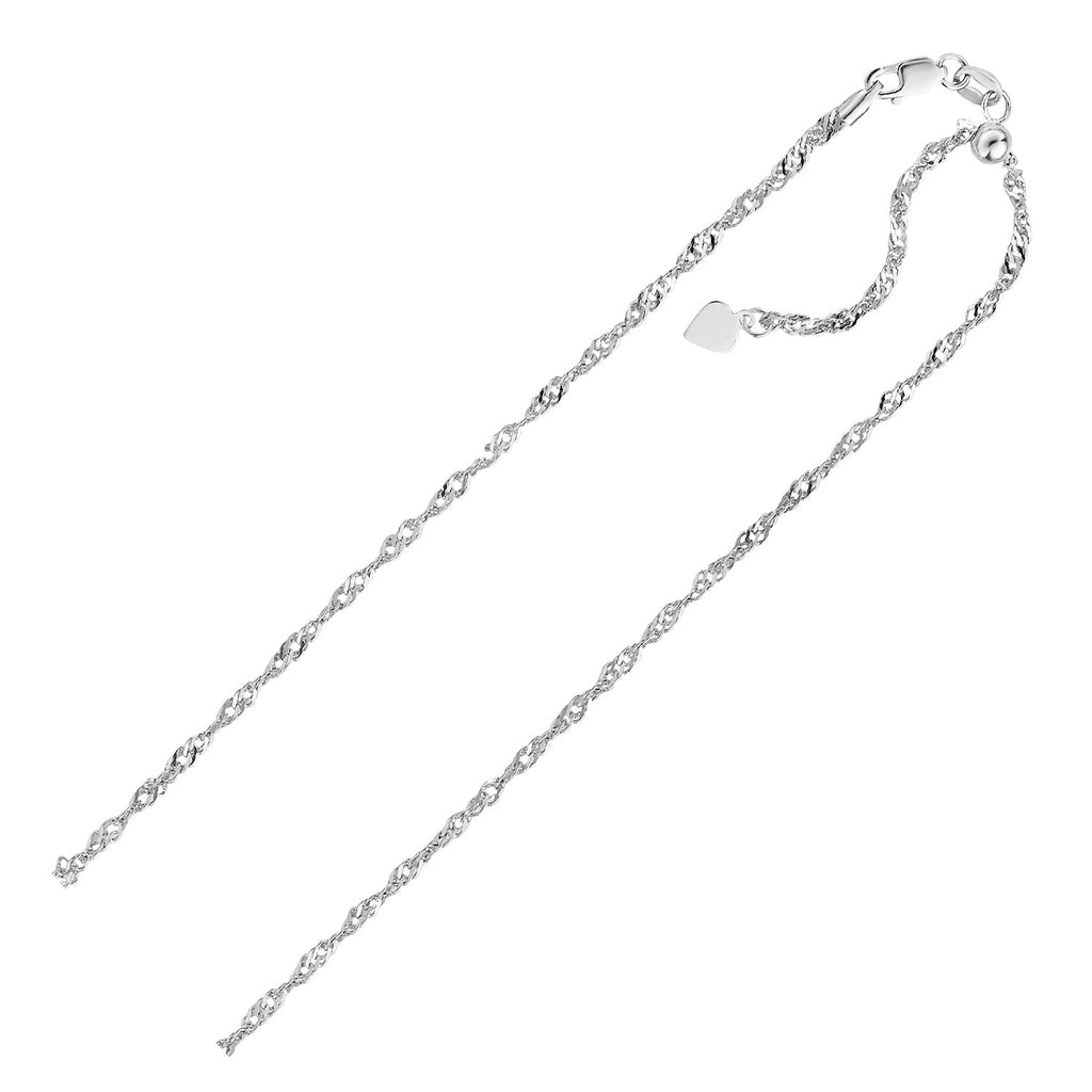 Sterling Silver 1.5mm Adjustable Singapore Chain