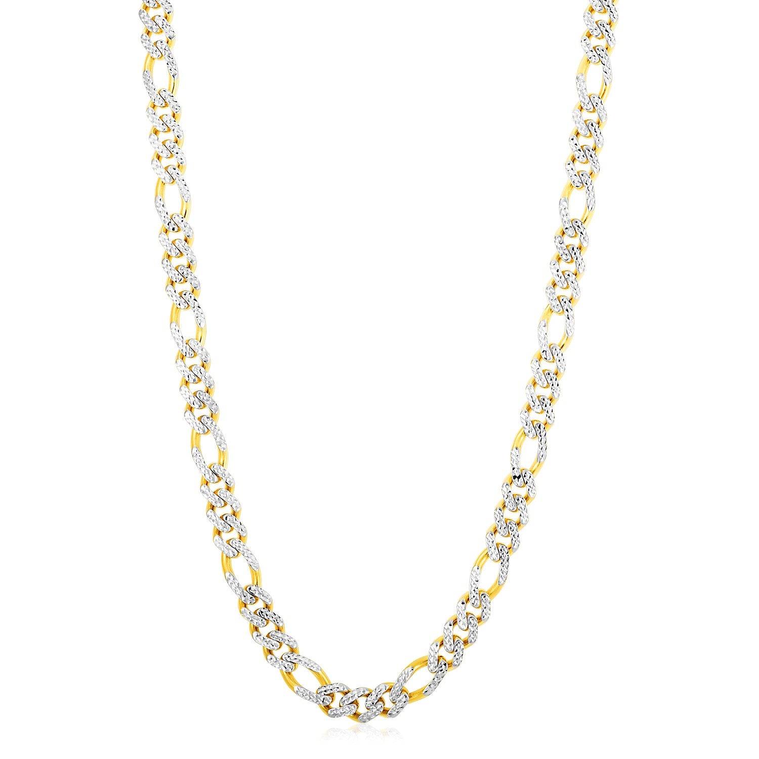 Modern Lite Figaro with White Pave Chain in 14K Yellow Gold (8.0mm)