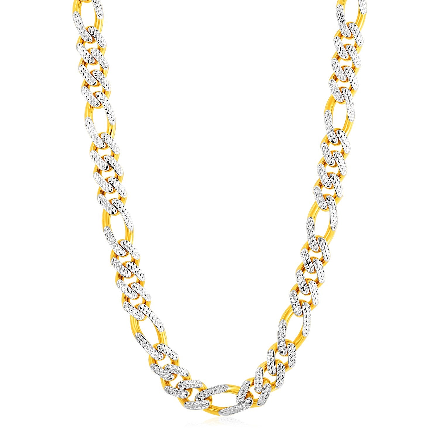 Modern Lite Figaro with White Pave Chain in 14K Yellow Gold (11.5mm)