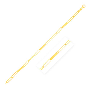 14k Yellow Gold 7 inch Alternating Paperclip Chain Link and Gold Bar Bracelet