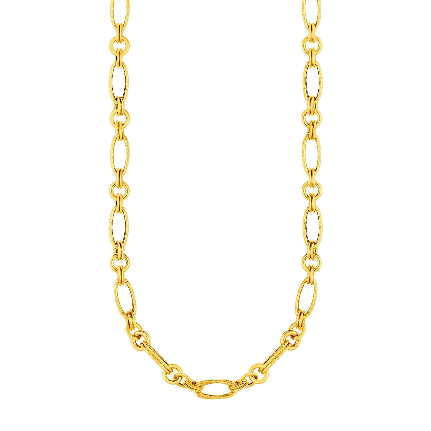 14k Yellow Gold Twisted and Polished Link Necklace