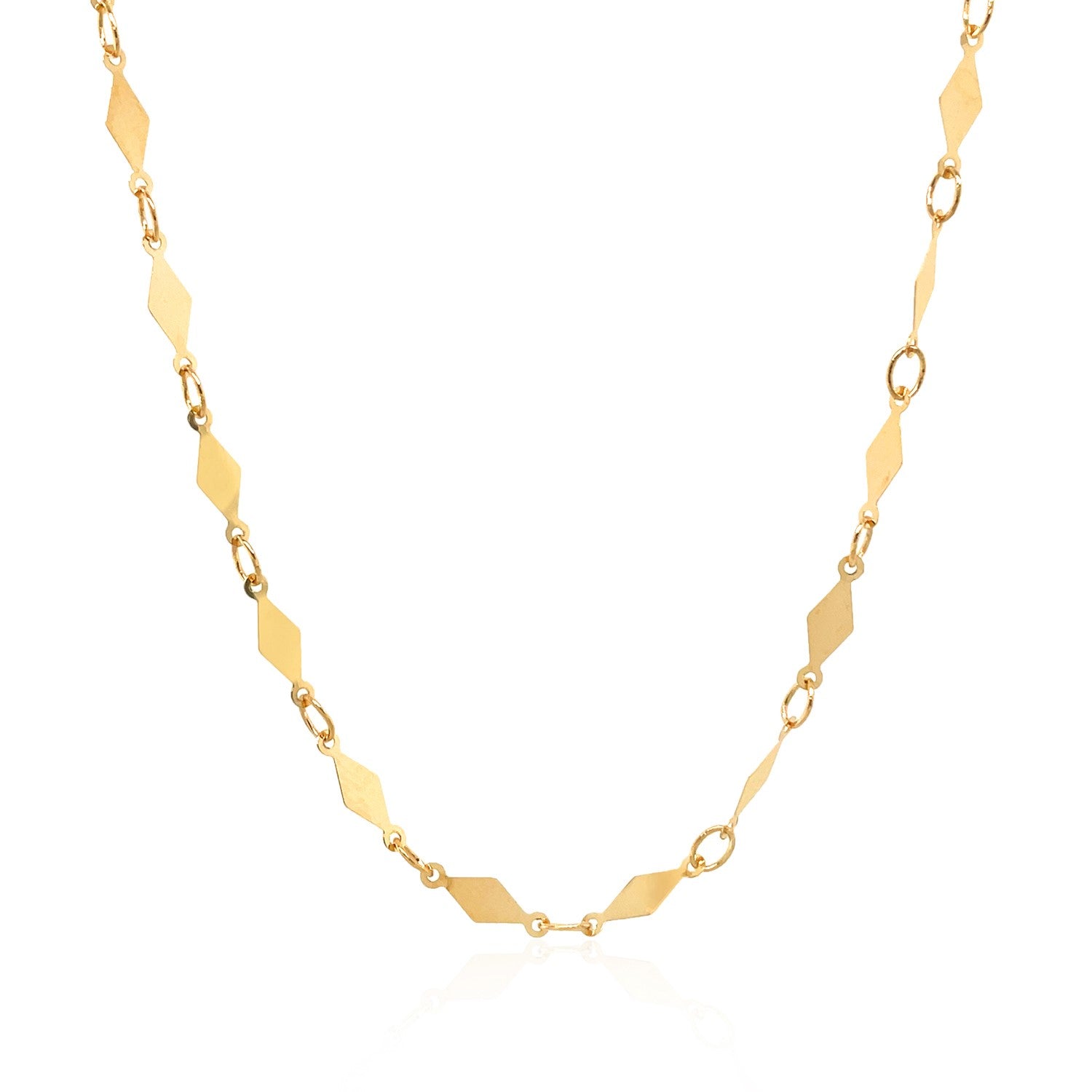 14K Yellow Gold Polished Diamond Motif Chain (3.0mm)