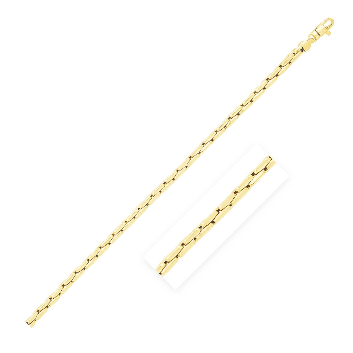 14k Yellow Gold High Polish Compressed Cable Link Bracelet