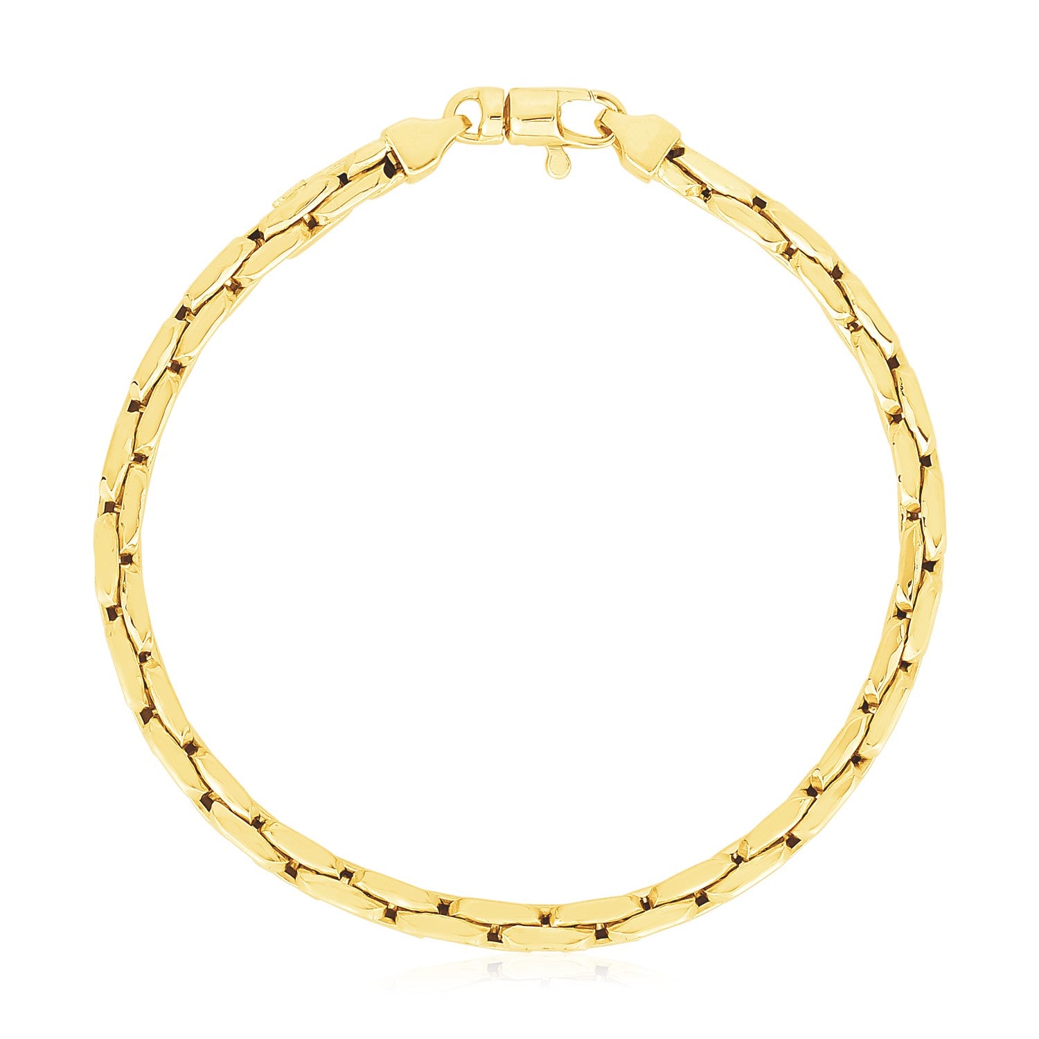 14k Yellow Gold High Polish Compressed Cable Link Bracelet