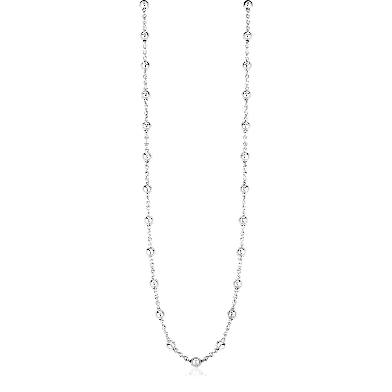 Sterling Silver Station Necklace with Polished Beads