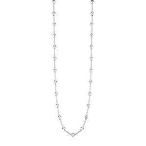 Sterling Silver Station Necklace with Polished Beads