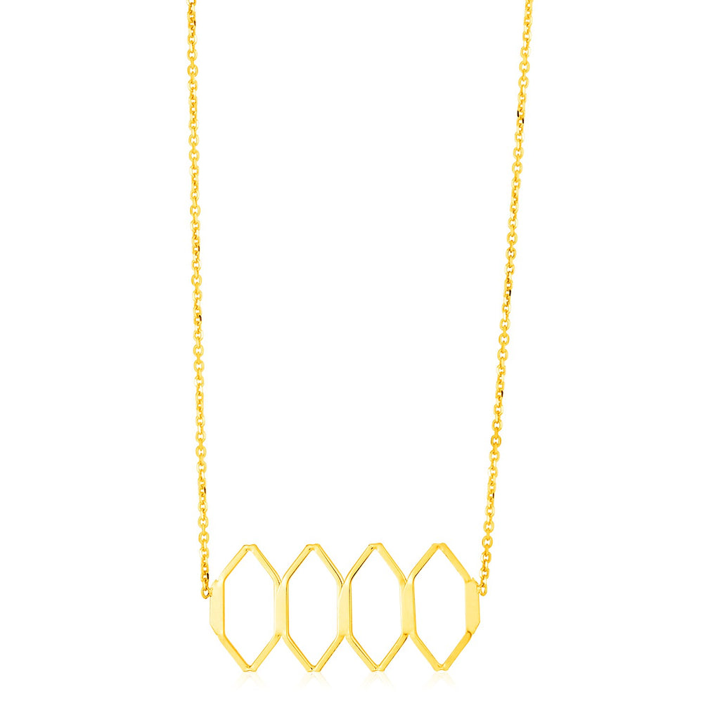 14K Yellow Gold Stylized Honeycomb Necklace