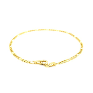 10k Yellow Gold Link Figaro Bracelet 1.9mm