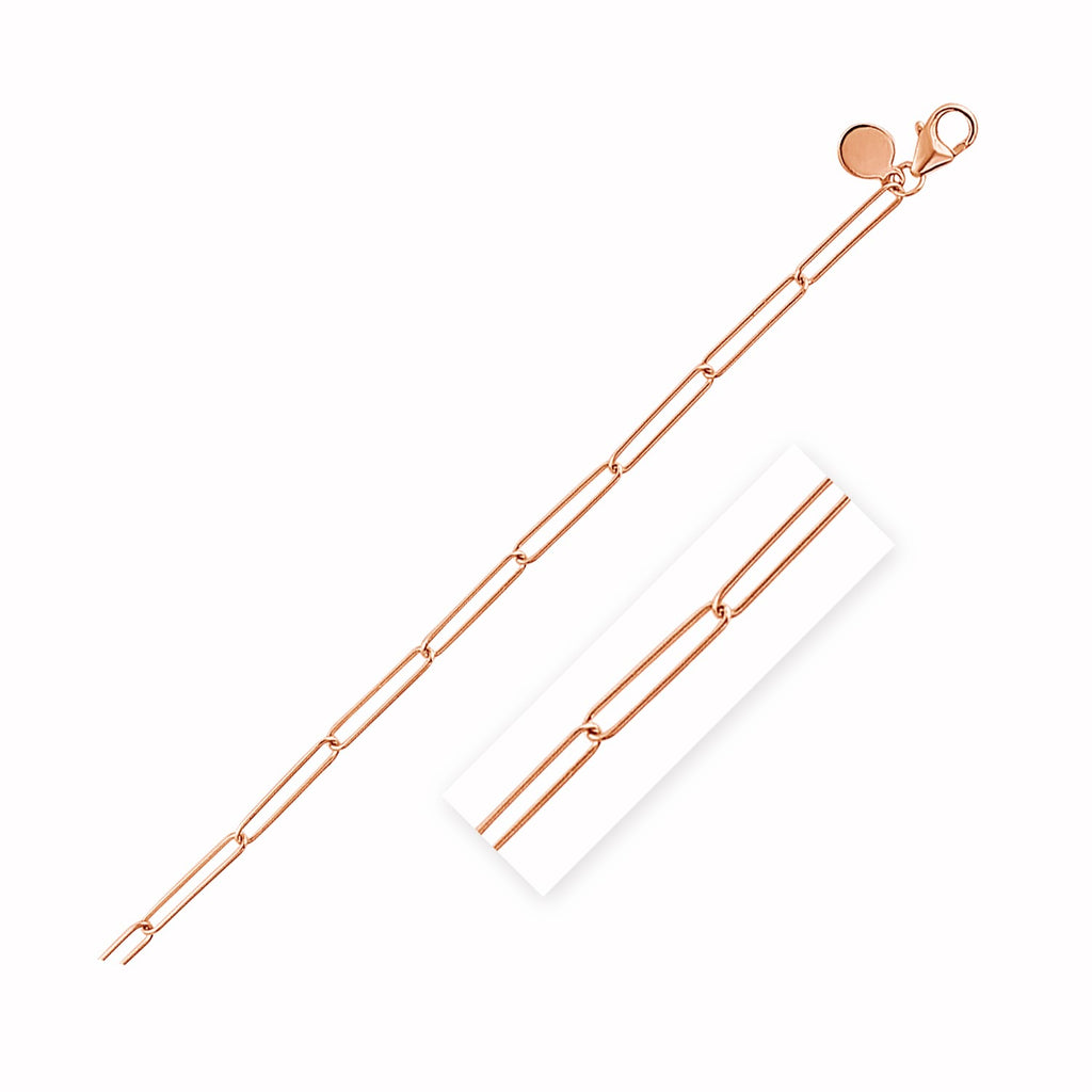 14k Rose Gold Wire Paperclip Bracelet (2.7mm)