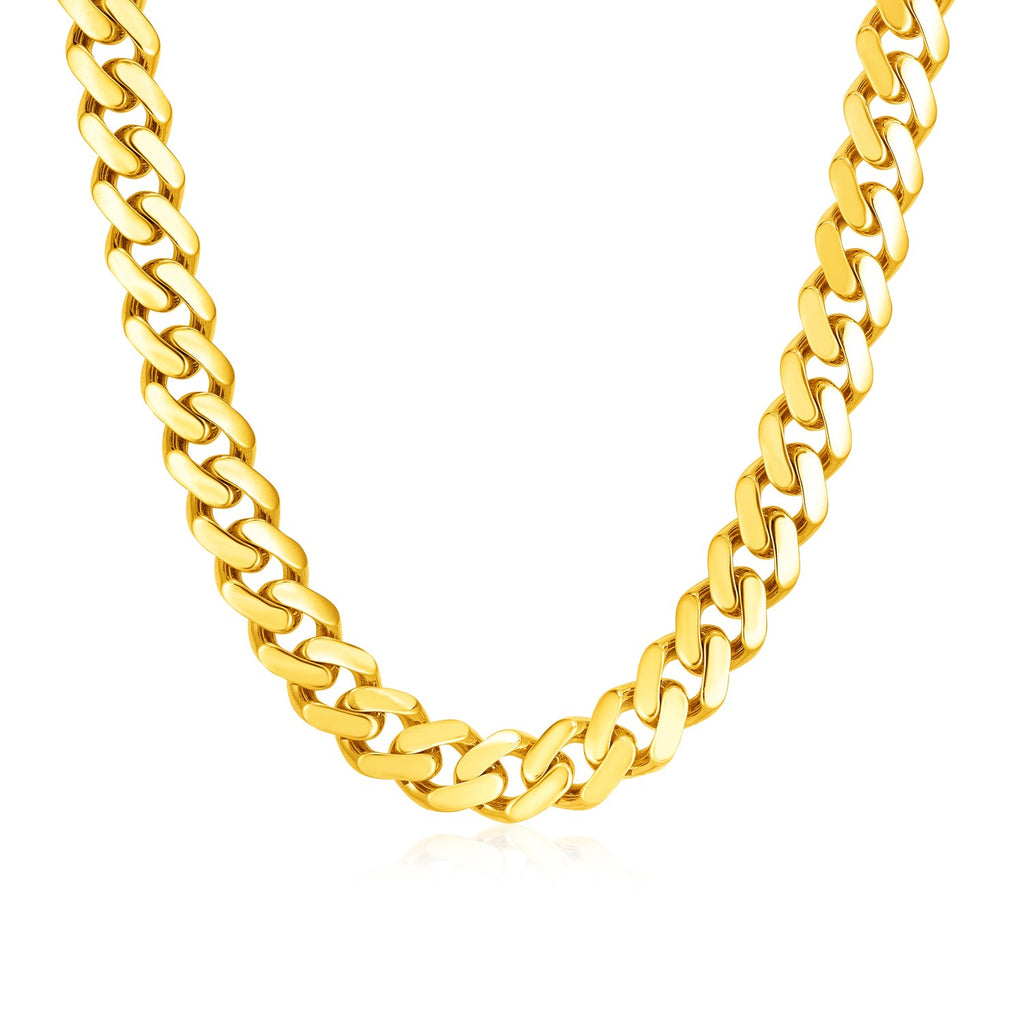 14k Yellow Gold Polished Miami Cuban Chain Necklace