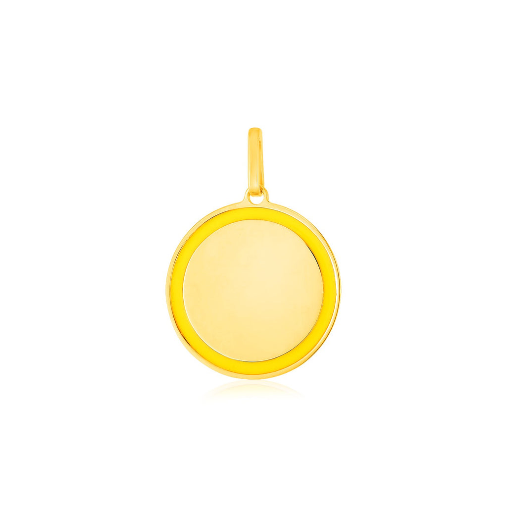 14k Yellow Gold and Yellow Enamel Circle Pendant