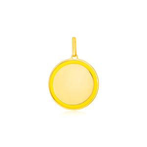 14k Yellow Gold and Yellow Enamel Circle Pendant