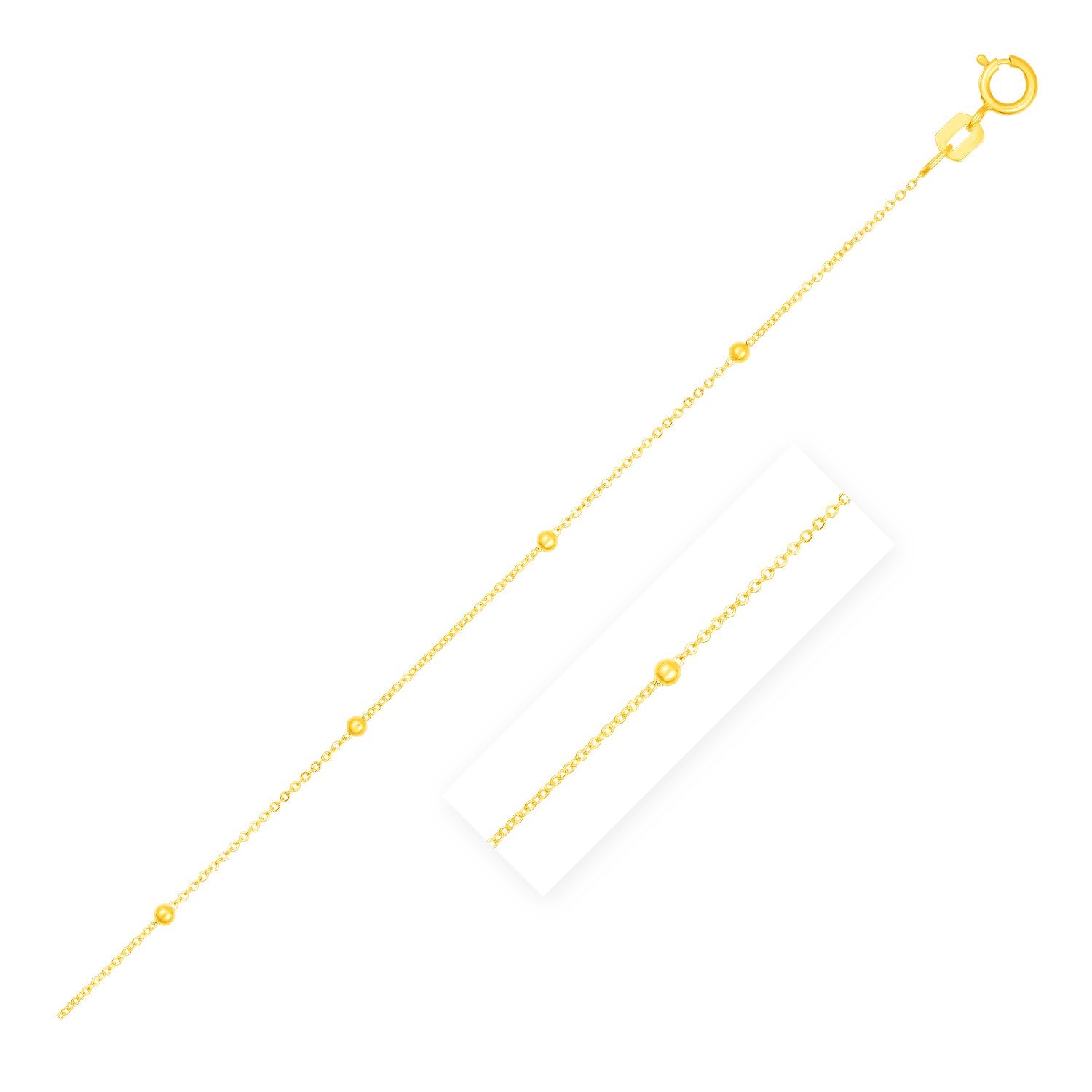 Bead Links Saturn Chain in 14k Yellow Gold (3.5mm)