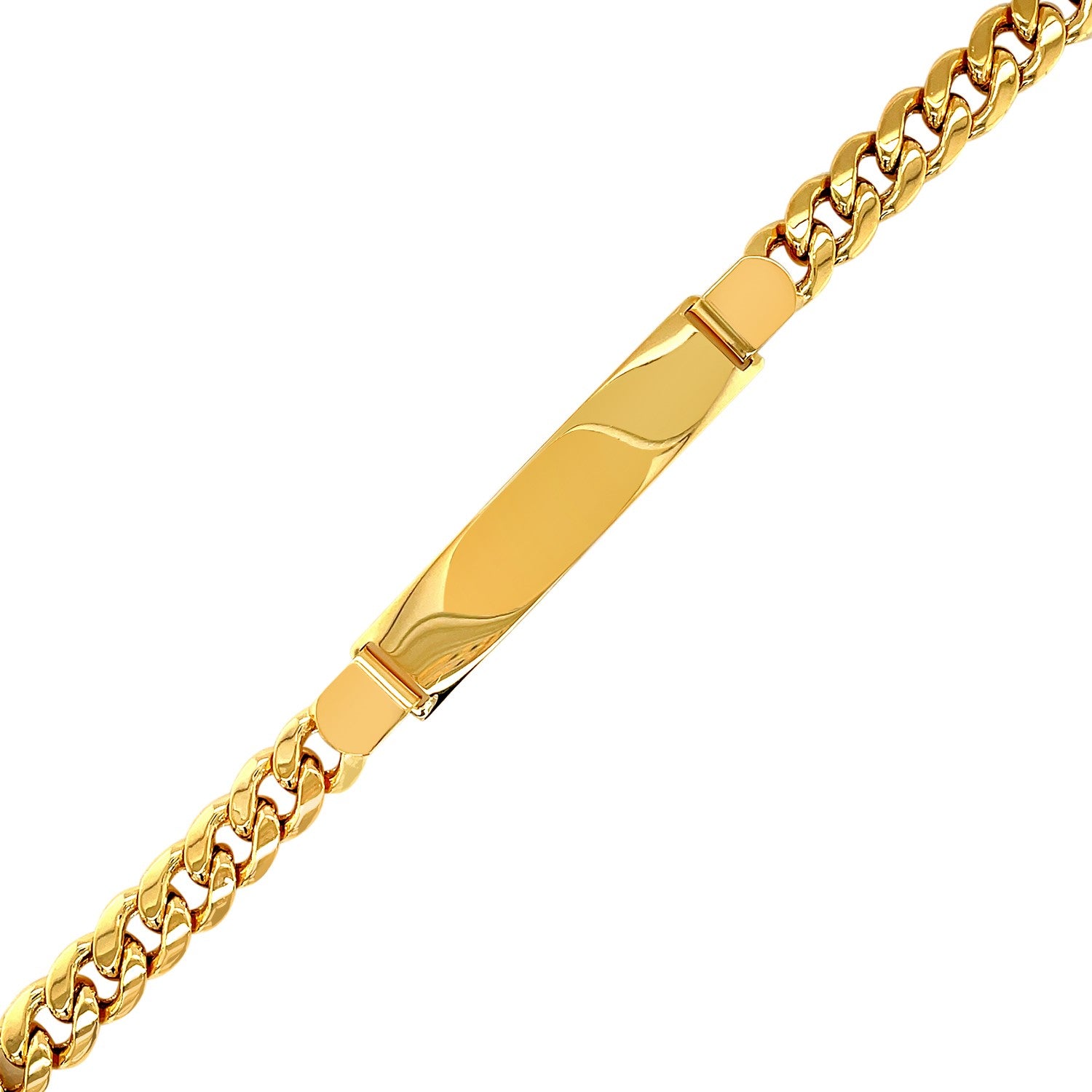 14k Yellow Gold Men's ID Cuban Chain Bracelet