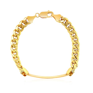 14k Yellow Gold Men's ID Cuban Chain Bracelet