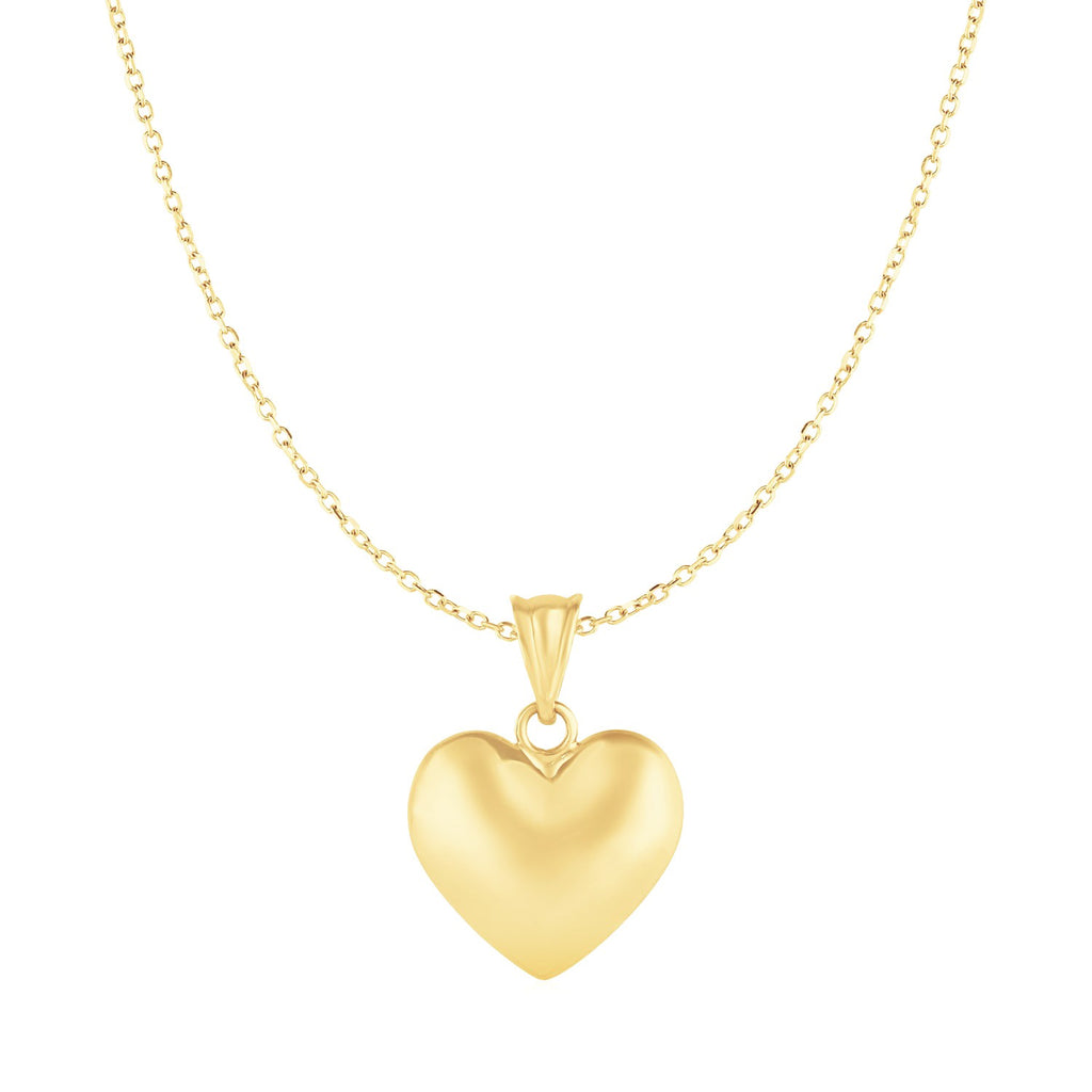 Puffed Heart Pendant in 10k Yellow Gold