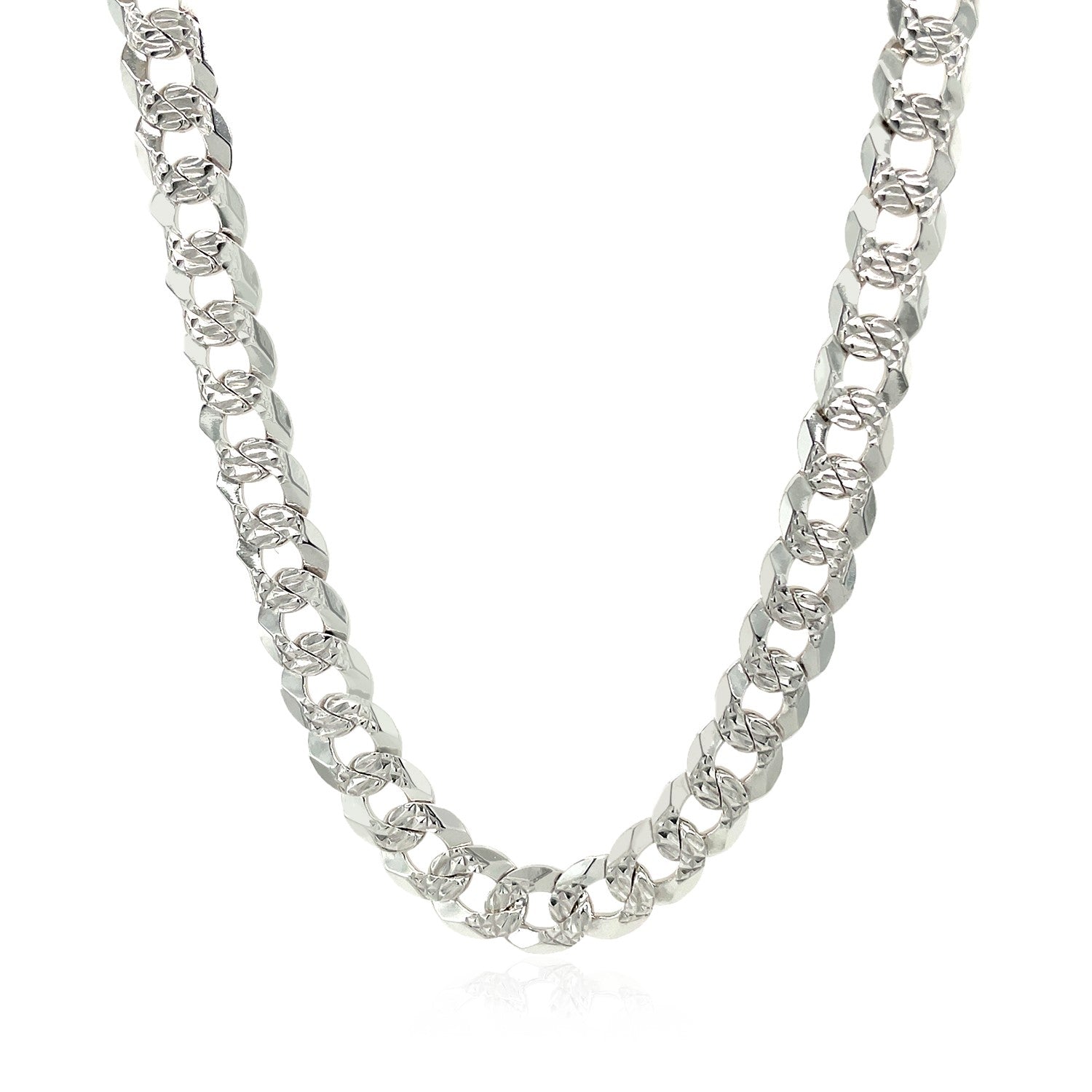 Sterling Silver Rhodium Plated Curb Chain 7.3mm