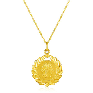 14k Yellow Gold with Roman Coin Pendant