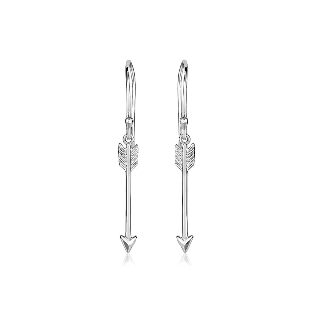 Sterling Silver Polished and Textured Arrow Earrings