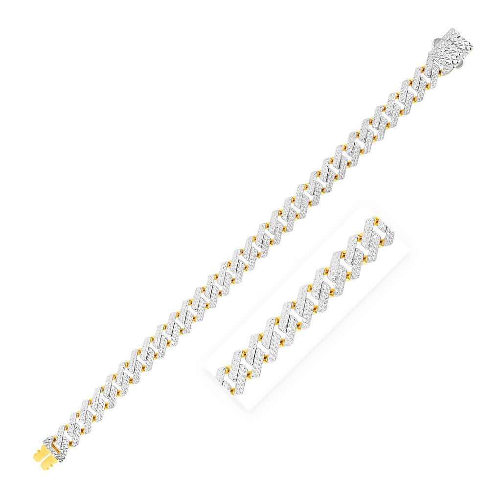 Modern Lite Edge Chain with White Pave in 14k Two Tone Gold (9.5mm)