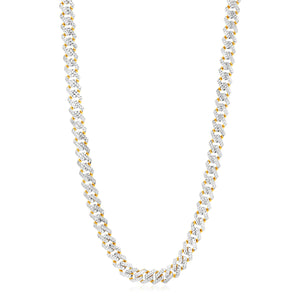 Modern Lite Edge Chain with White Pave in 14k Two Tone Gold (9.5mm)