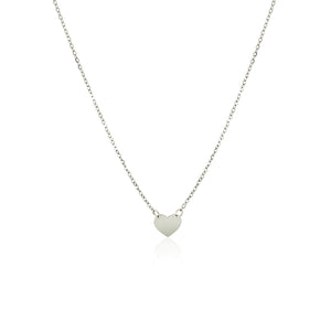 14k White Gold Polished Mini Heart Necklace