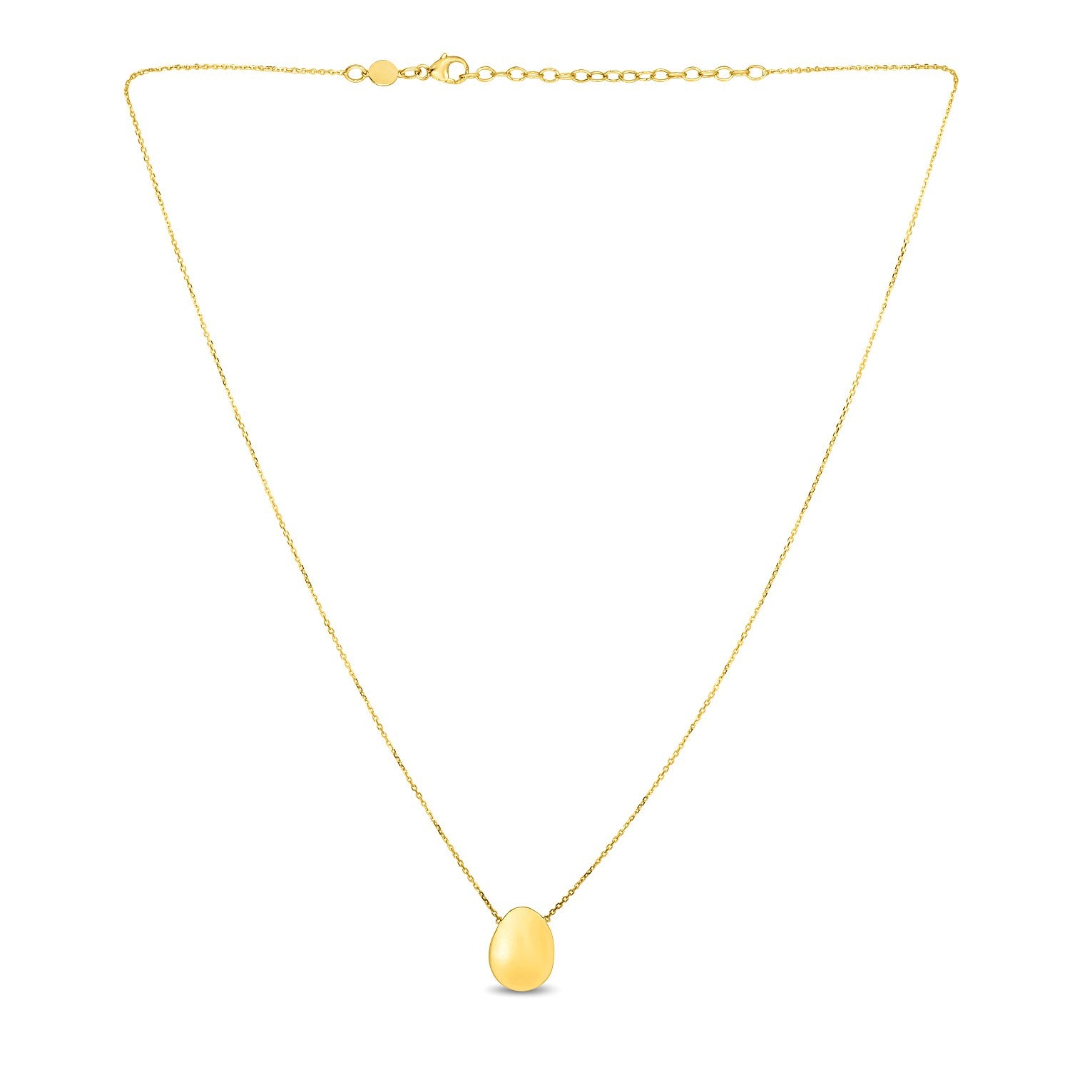 14k Yellow Gold Necklace with Rounded Tear Drop Pendant