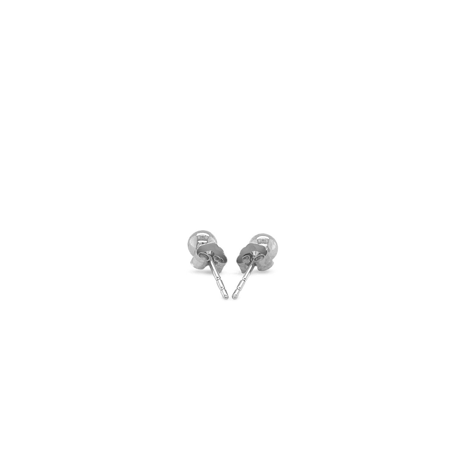 14k White Gold Round Stud Earrings (4.0 mm)