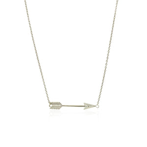 14k White Gold Chain Necklace with Horizontal Arrow Pendant