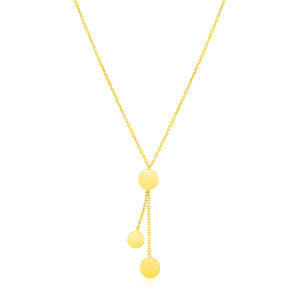 14k Yellow Gold Necklace with Circle Drops