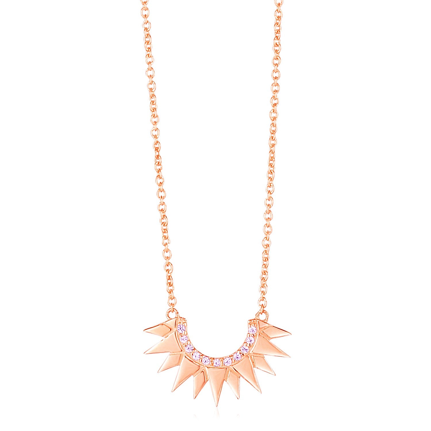 14k Rose Gold Sunburst Necklace with Diamonds