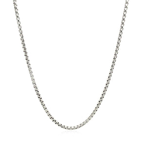 Sterling Silver Rhodium Plated Round Box Chain 1.8mm