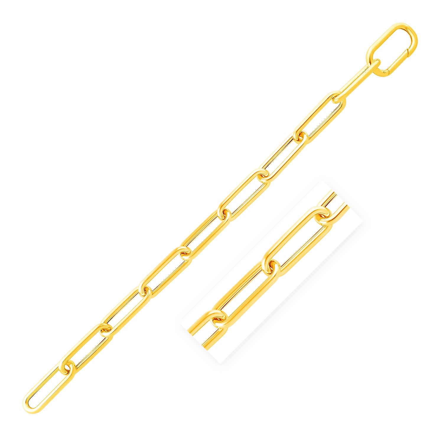 14k Yellow Gold 7 3/4 inch Rounded Paperclip Chain Bracelet