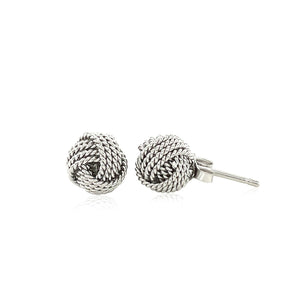 Sterling Silver Textured Love Knot Stud Style Earrings