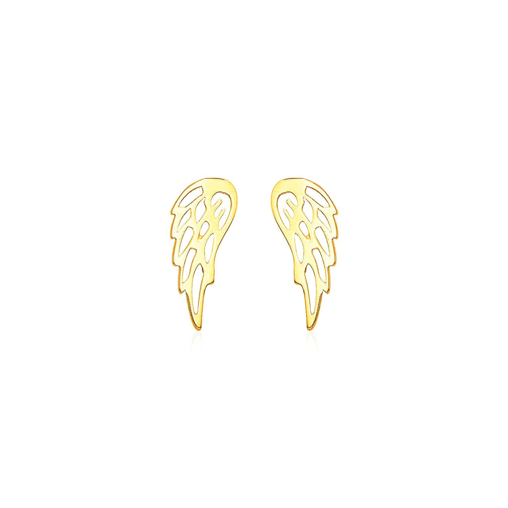 14k Yellow Gold Polished Wing Post Earrings